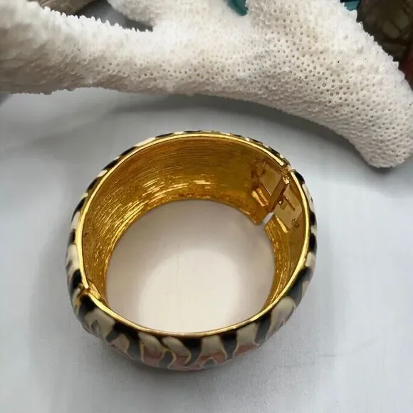 Gold Orange Black White Tiger Stipe Bangle Kenneth J Lane - Picture 15 of 15